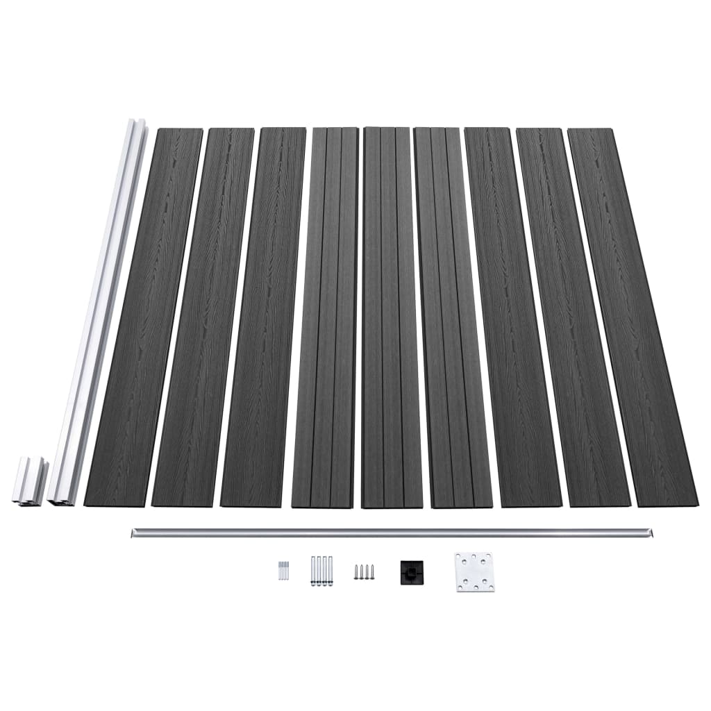 Gjerdepanelsett WPC 699x186 cm svart