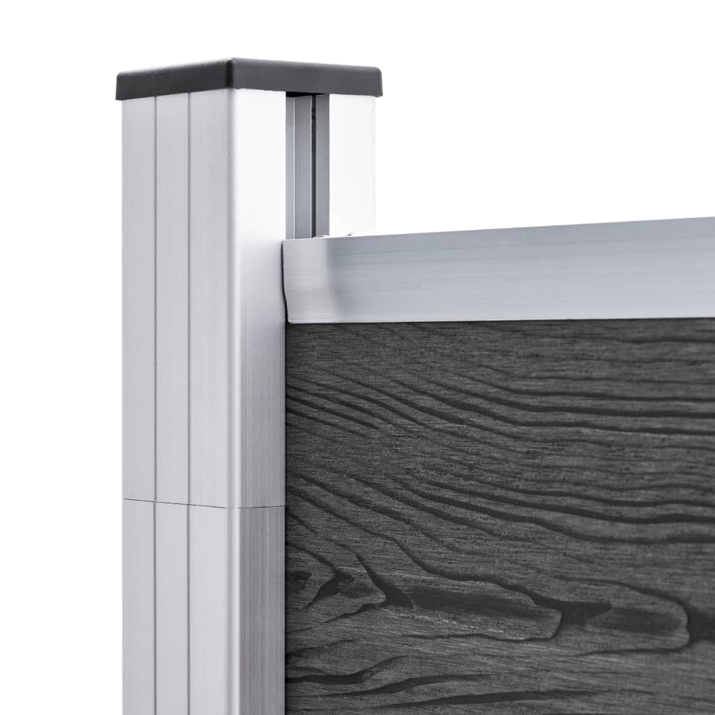 Gjerdepanelsett WPC 699x186 cm svart