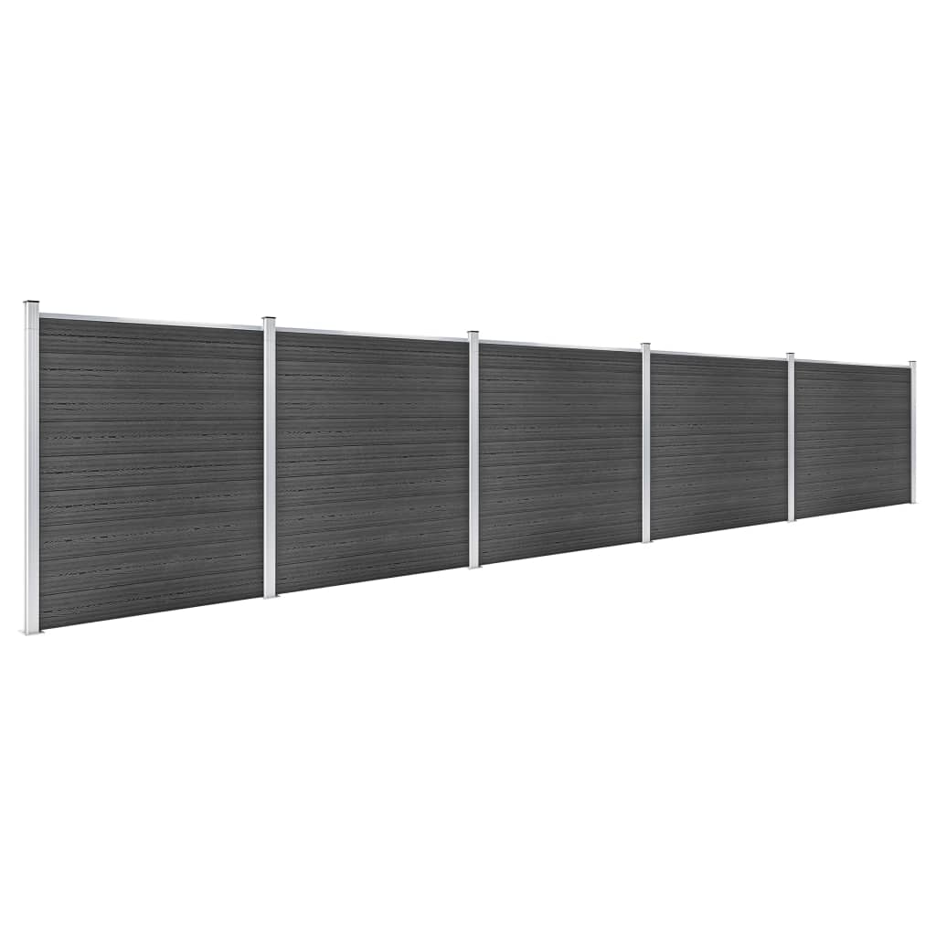 Gjerdepanelsett WPC 872x186 cm svart