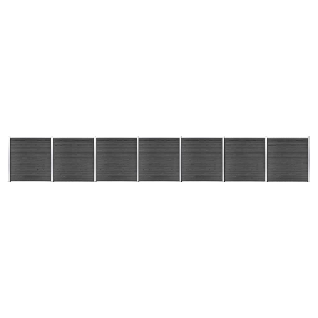 Gjerdepanelsett WPC 1218x186 cm svart