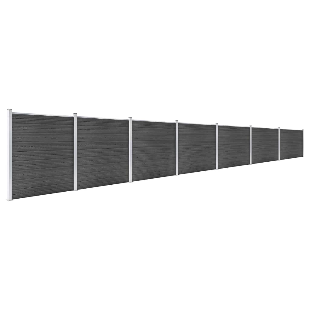 Gjerdepanelsett WPC 1218x186 cm svart