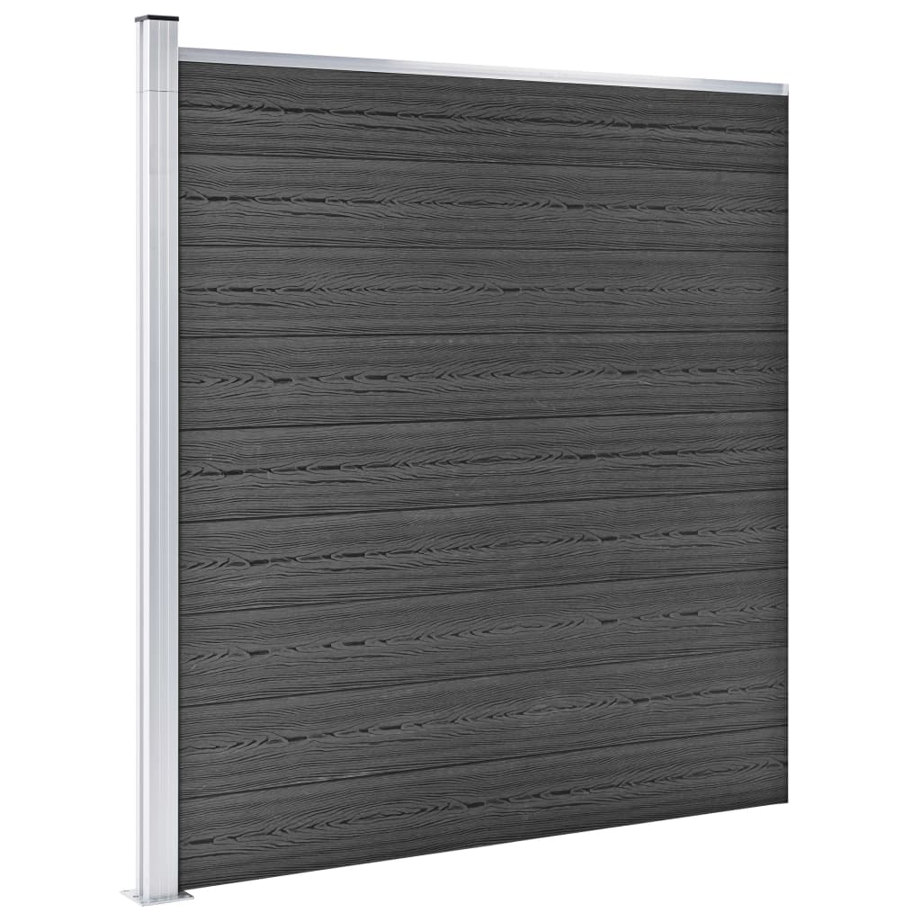 Gjerdepanelsett WPC 1564x186 cm svart
