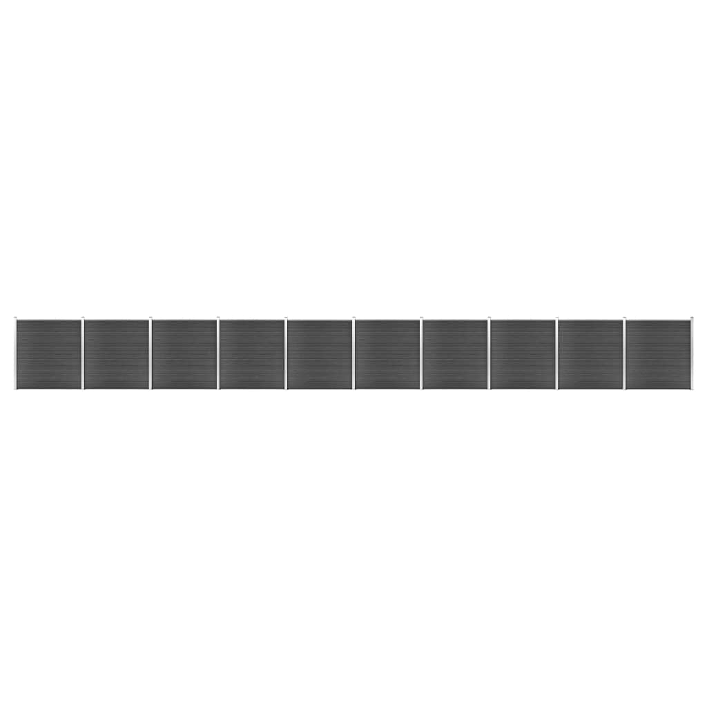 Gjerdepanelsett WPC 1737x186 cm svart