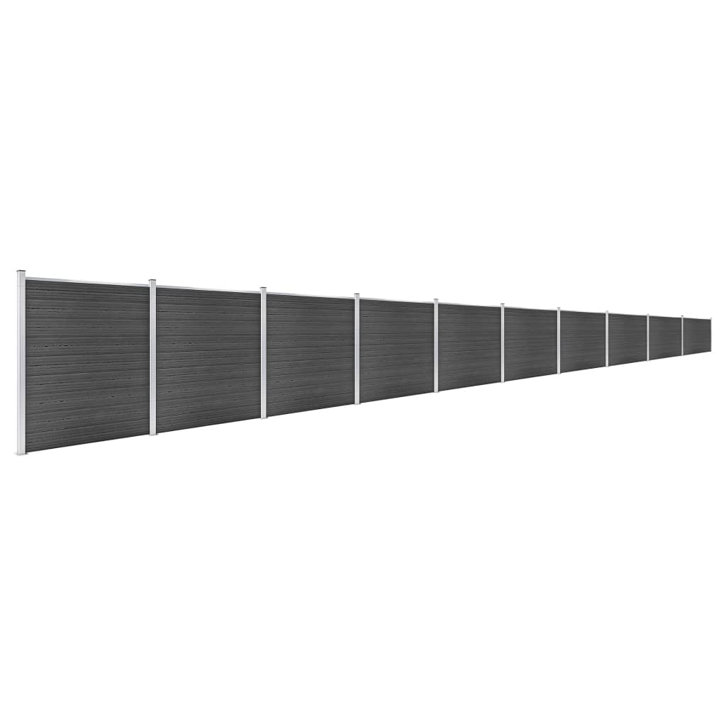 Gjerdepanelsett WPC 1737x186 cm svart