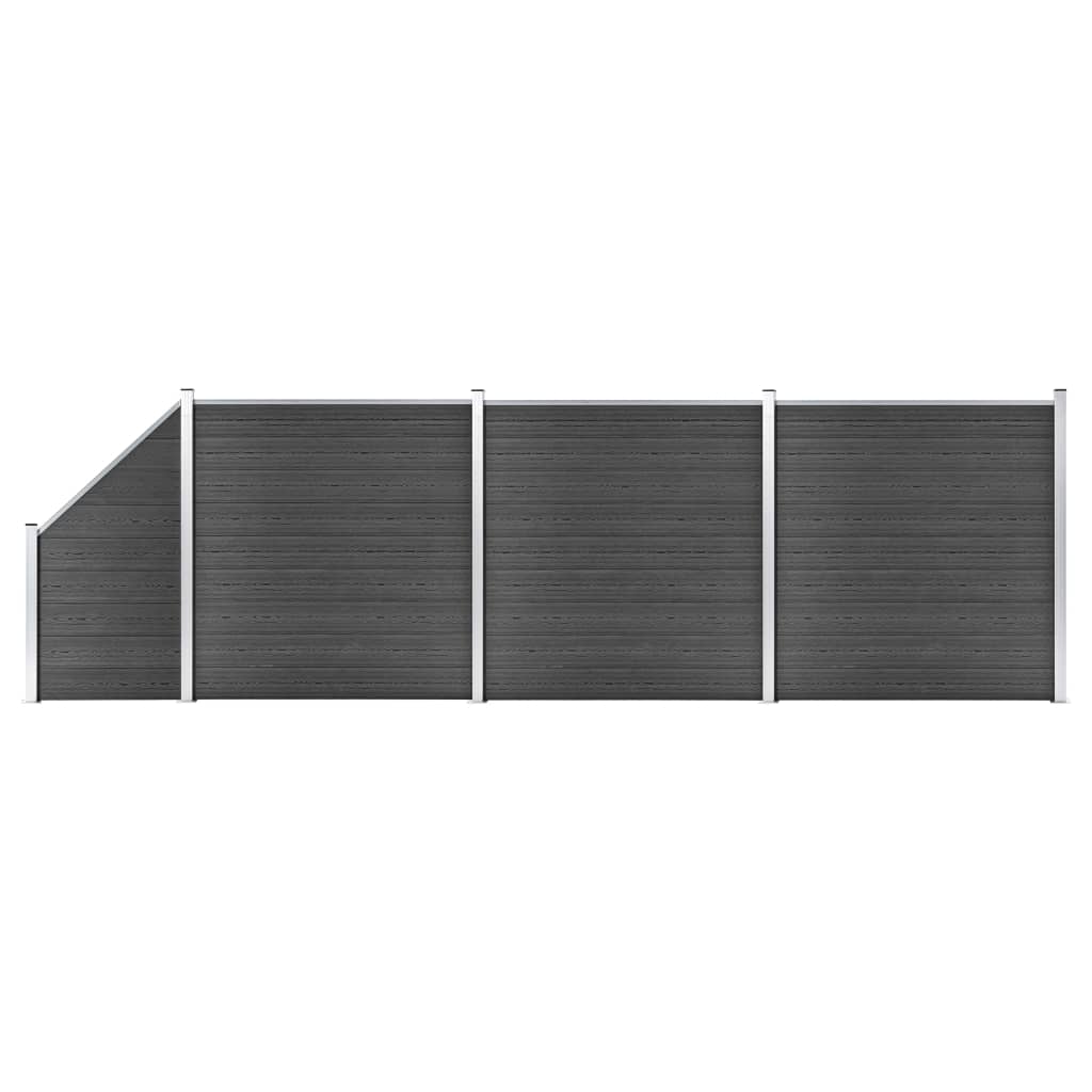 Gjerdepanelsett WPC 619x(105-186) cm svart