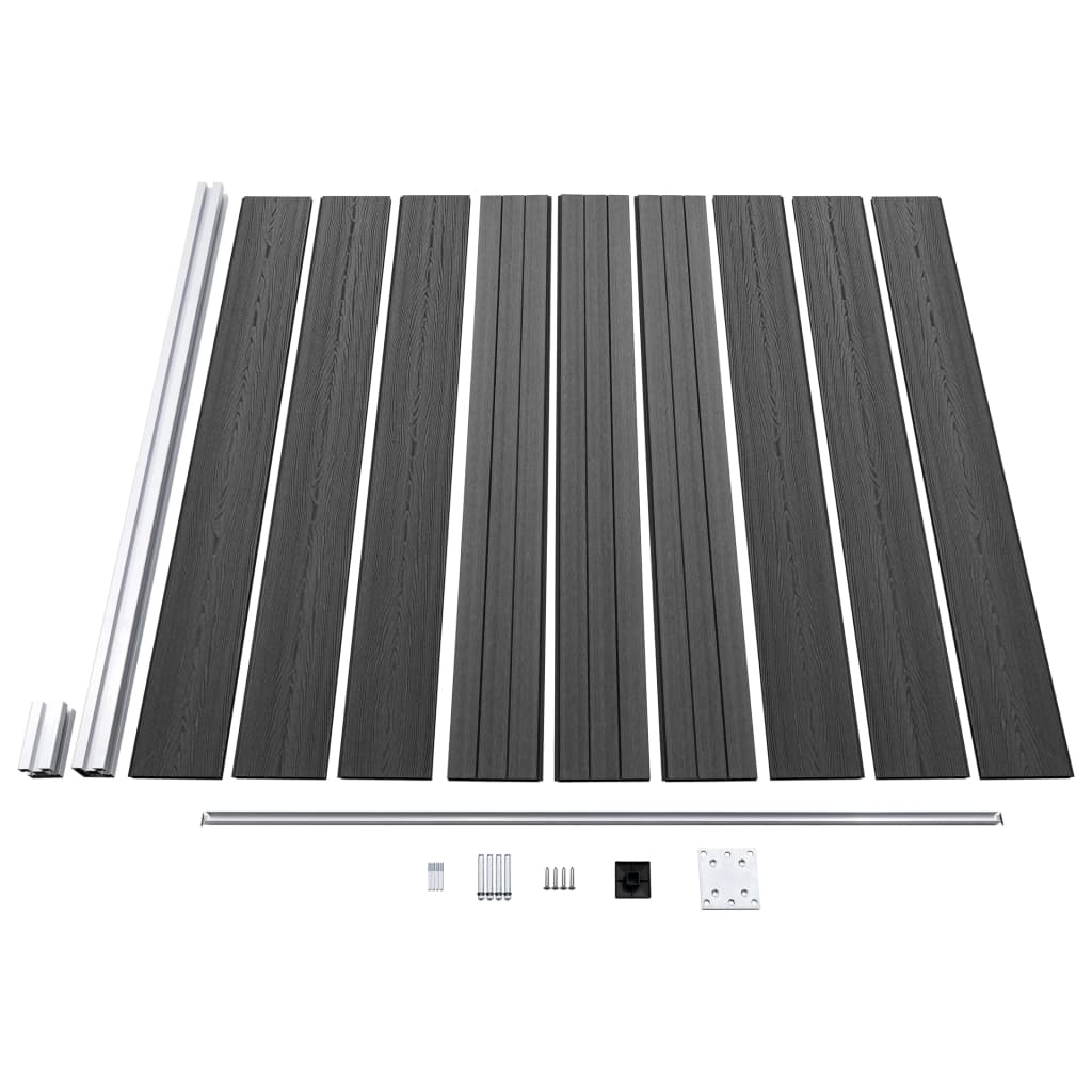Gjerdepanelsett WPC 1657x(105-186) cm svart