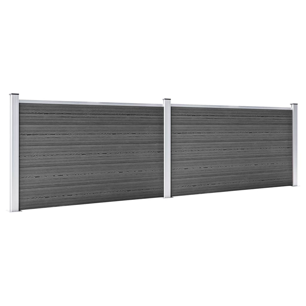 Gjerdepanelsett WPC 353x105 cm svart vidaXL