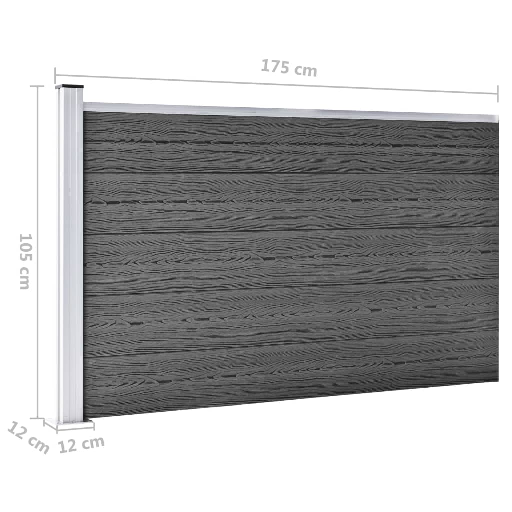 Gjerdepanelsett WPC 526x105 cm svart vidaXL