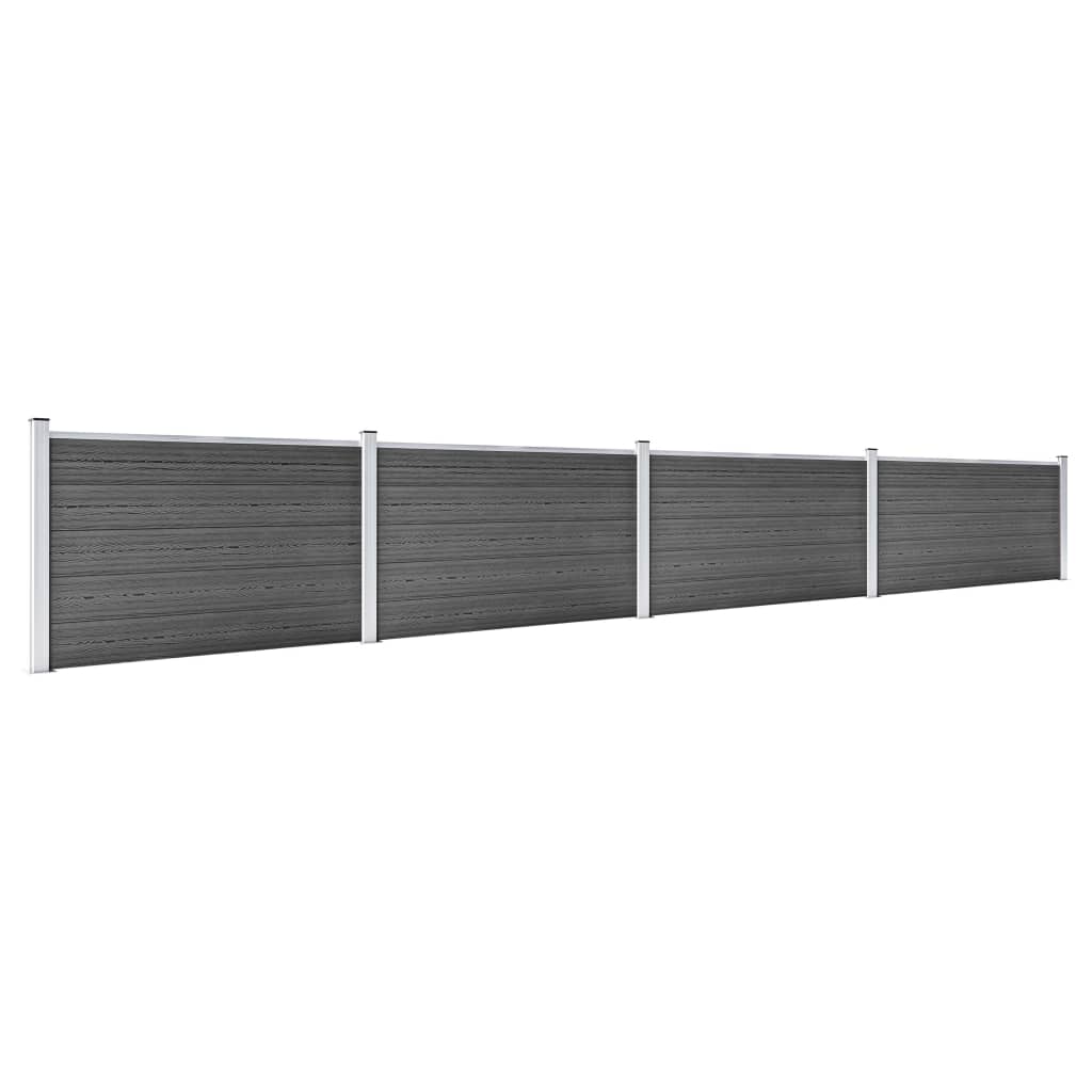 Gjerdepanelsett WPC 699x105 cm svart vidaXL
