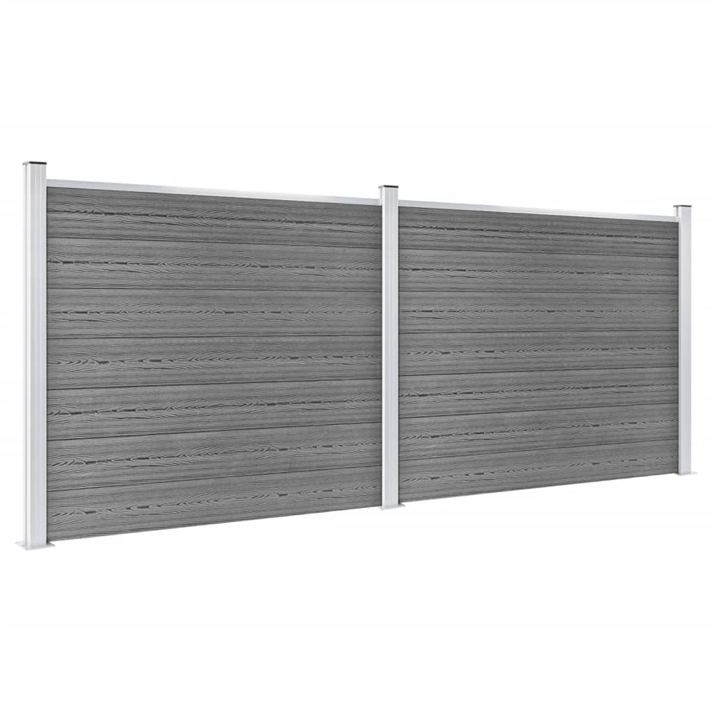 Gjerdepanelsett WPC 353x146 cm grå
