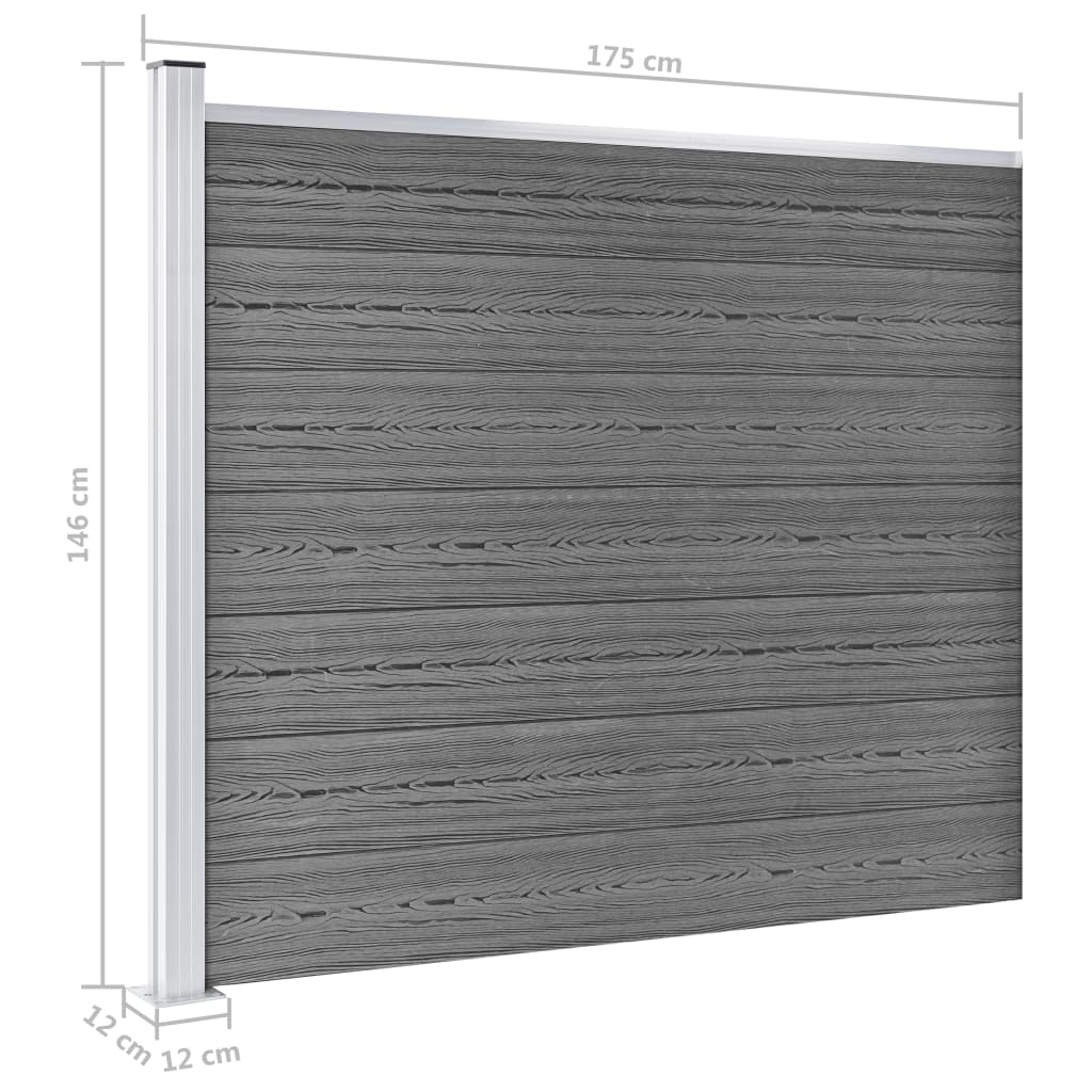 Gjerdepanelsett WPC 353x146 cm grå