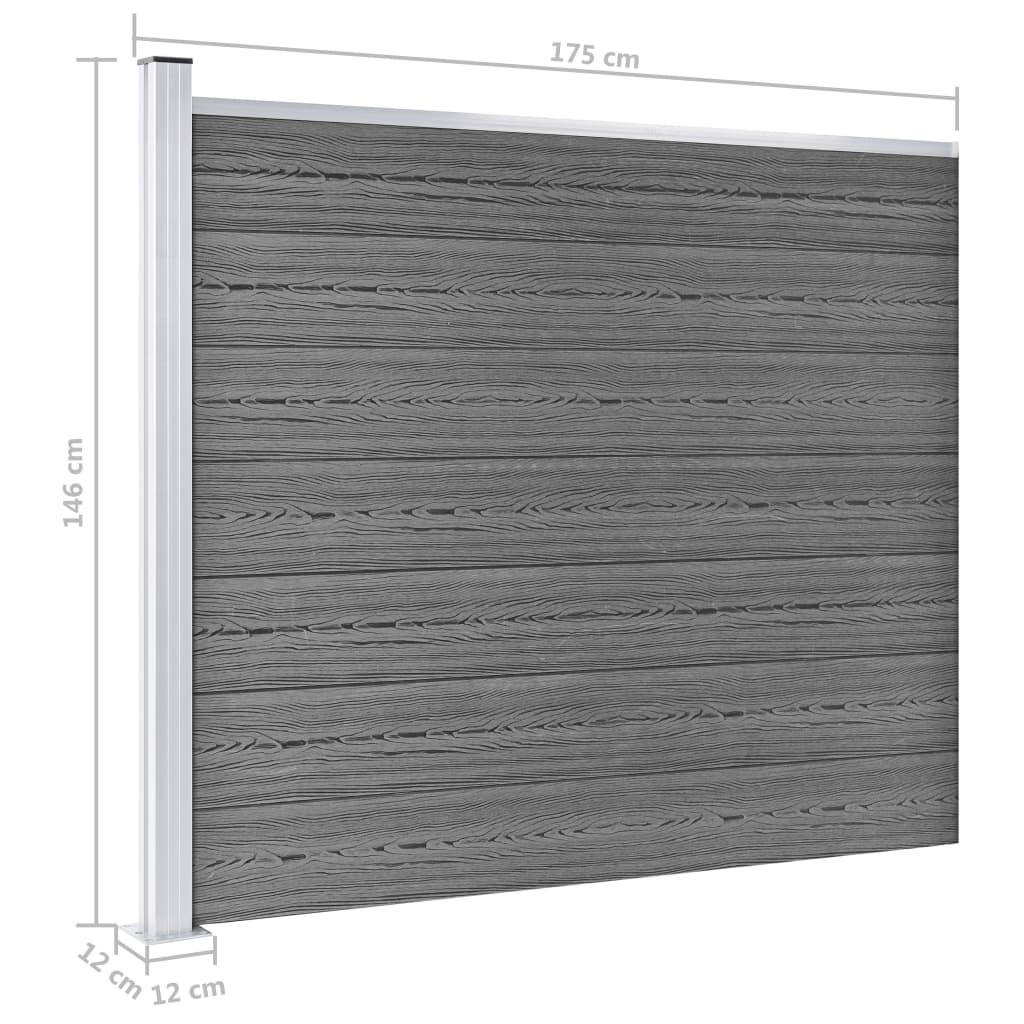 Gjerdepanelsett WPC 526x146 cm grå