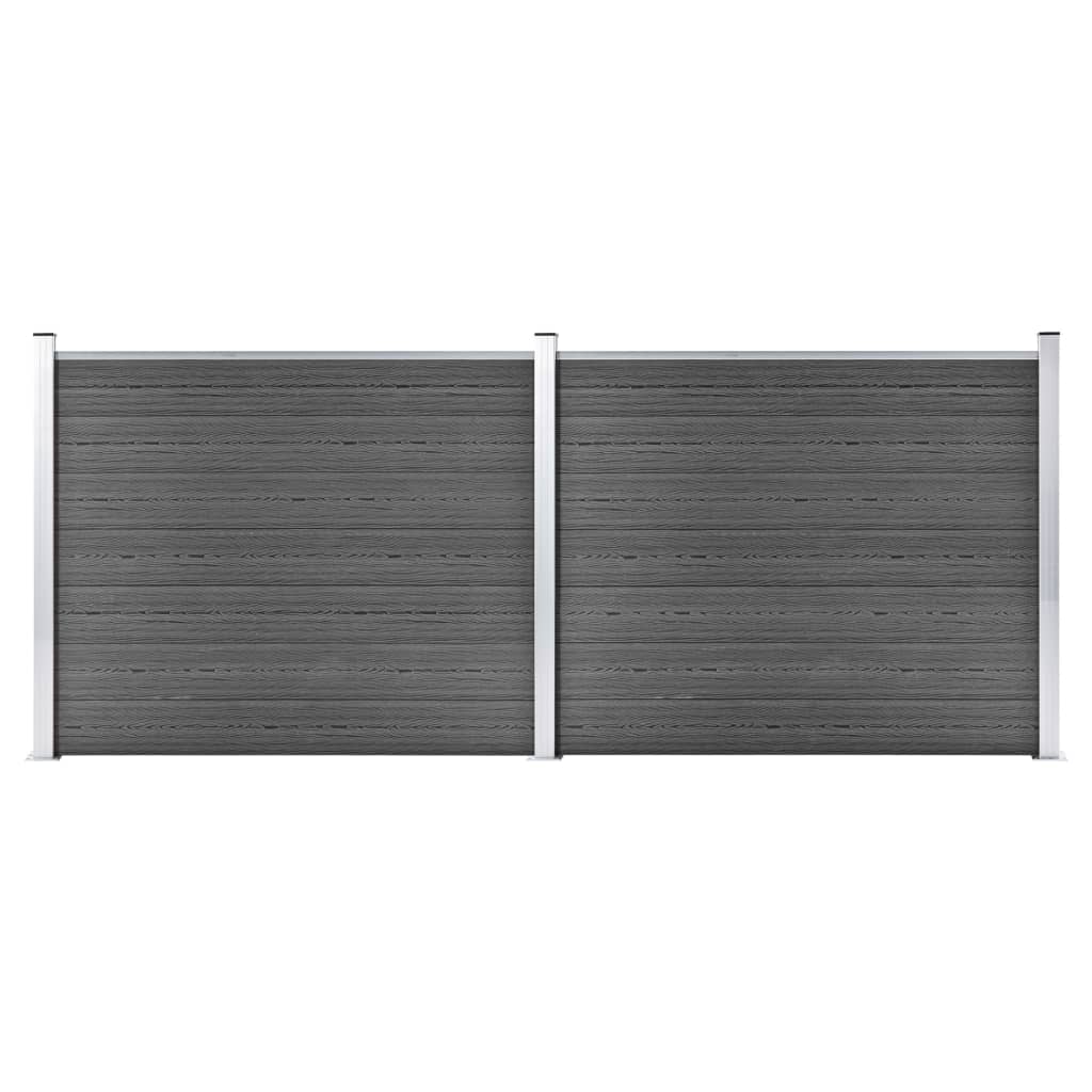 Gjerdepanelsett WPC 353x146 cm svart vidaXL