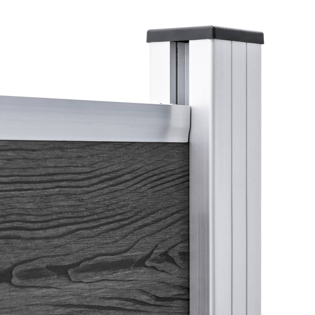 Gjerdepanelsett WPC 353x146 cm svart