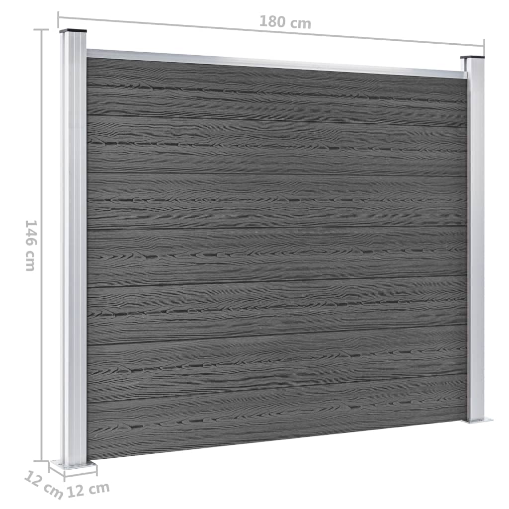 Gjerdepanelsett WPC 526x146 cm svart vidaXL