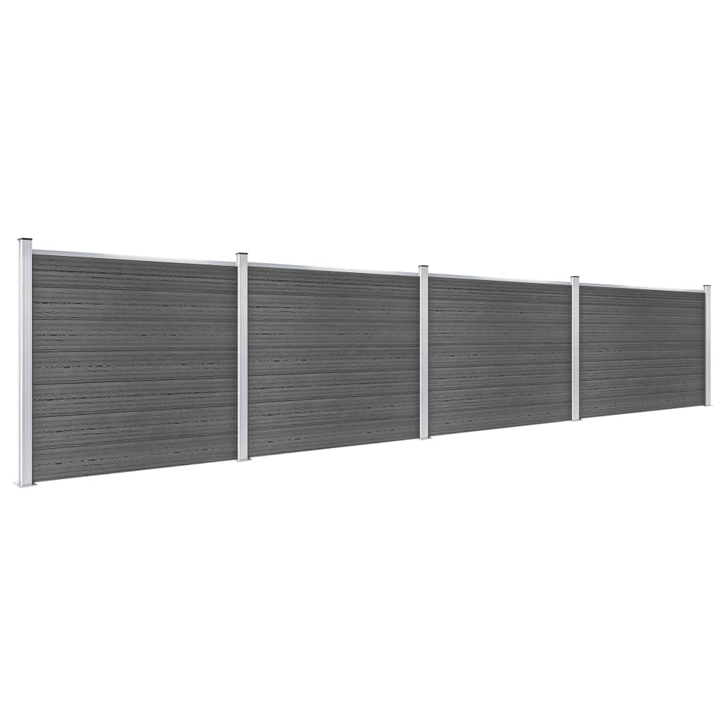 Gjerdepanelsett WPC 699x146 cm svart vidaXL