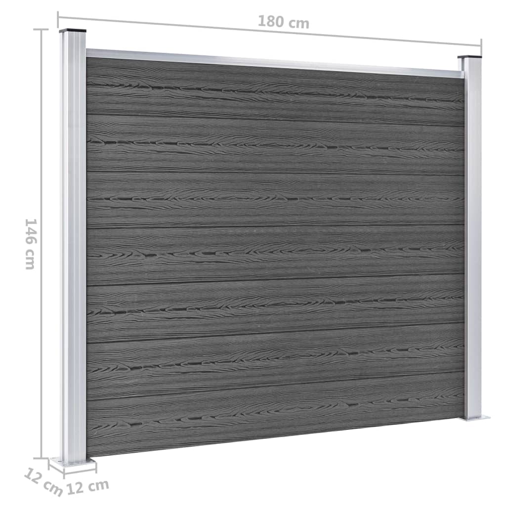 Gjerdepanelsett WPC 699x146 cm svart vidaXL