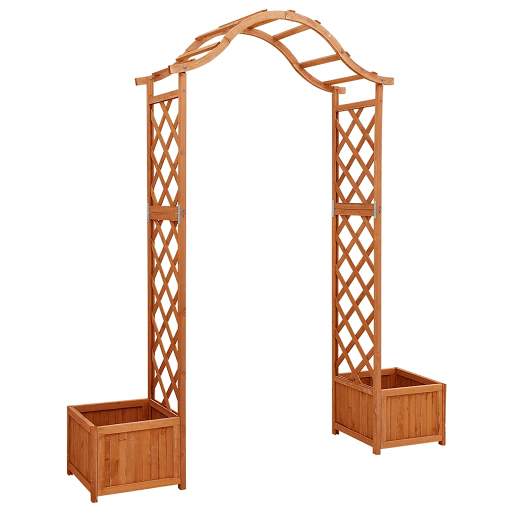 Hagepergola med blomsterkasse heltre gran