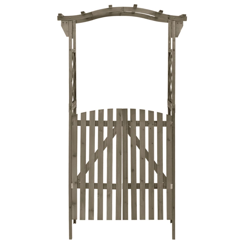 Pergola med port 116x40x204 cm heltre gran grå