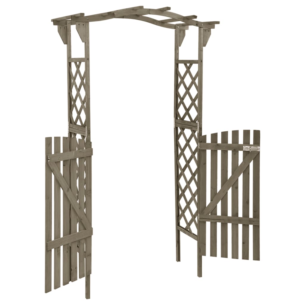 Pergola med port 116x40x204 cm heltre gran grå