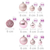 Julekulesett 100 deler rosa