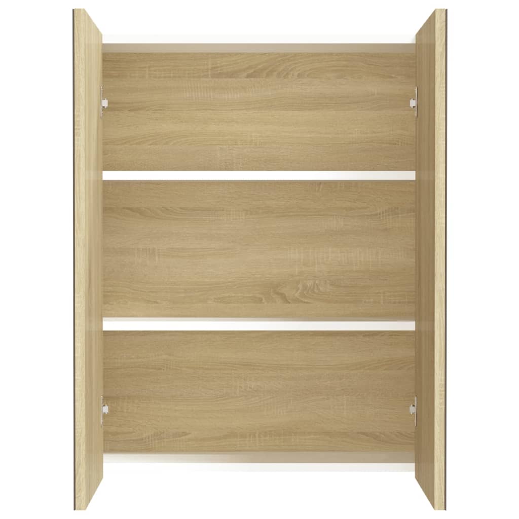 Speilskap til bad 60x15x75 cm MDF hvit og eik