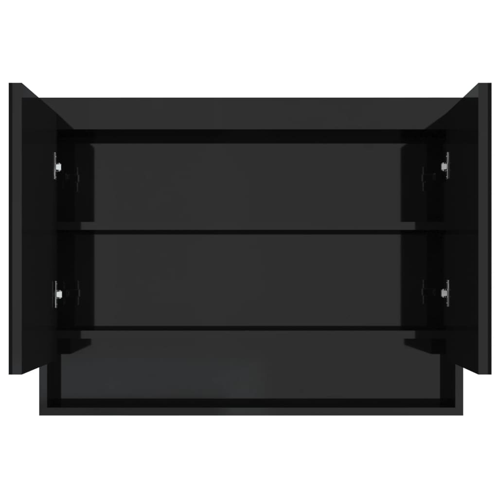 Speilskap til bad 80x15x60 cm MDF skinnende svart