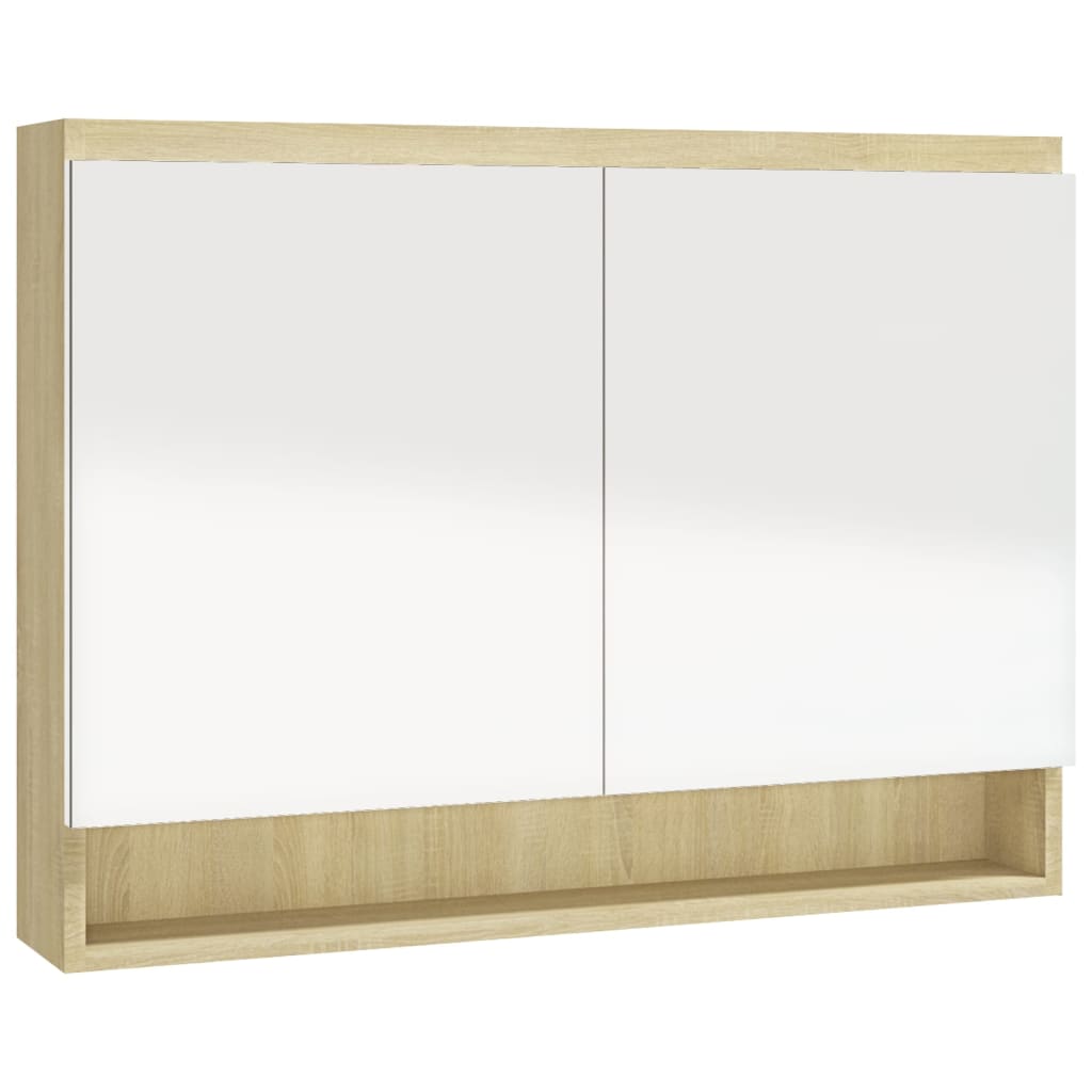 Speilskap til bad 80x15x60 cm MDF hvit og eik