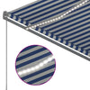Manuell uttrekkbar markise med LED 300x250 cm blå og hvit