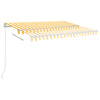 Manuell uttrekkbar markise med LED 300x250 cm gul og hvit