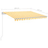 Manuell uttrekkbar markise med LED 300x250 cm gul og hvit