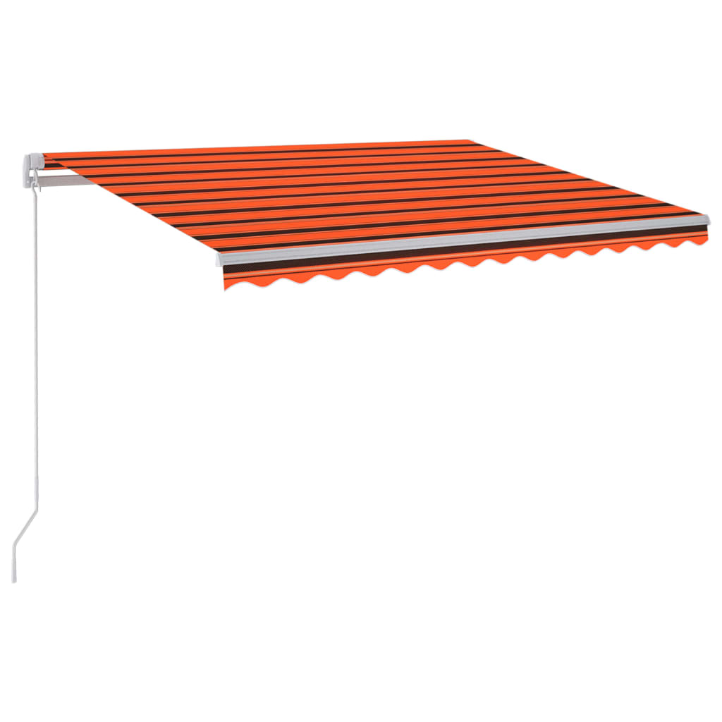 Manuell uttrekkbar markise med LED 300x250 cm oransje og brun