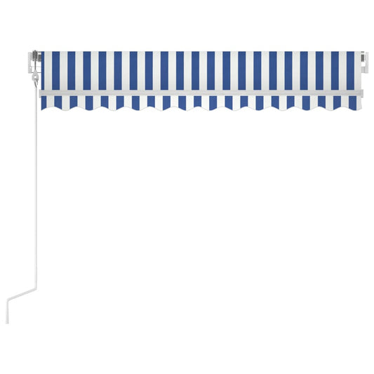 Automatisk uttrekkbar markise 300x250 cm blå og hvit