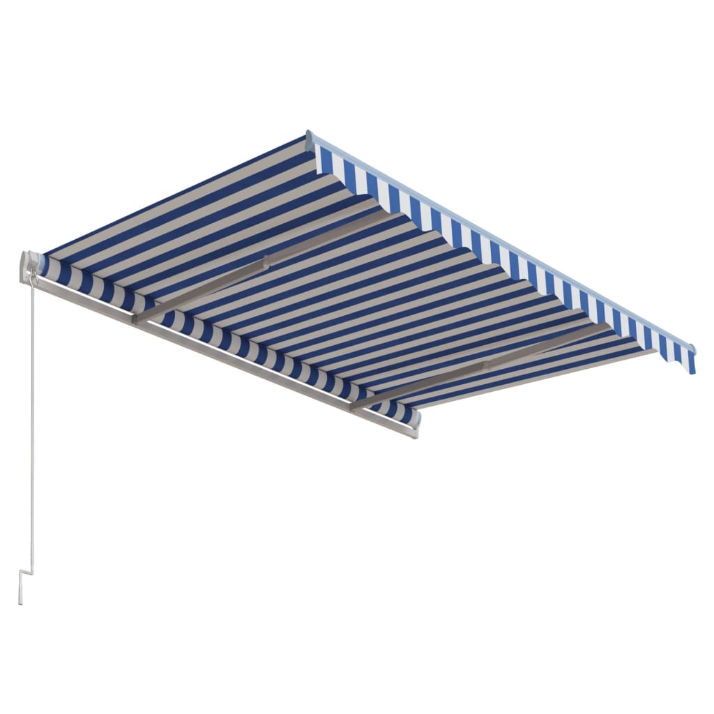 Automatisk uttrekkbar markise 300x250 cm blå og hvit