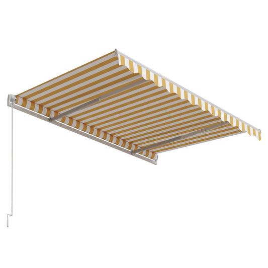 Automatisk uttrekkbar markise 300x250 cm gul og hvit