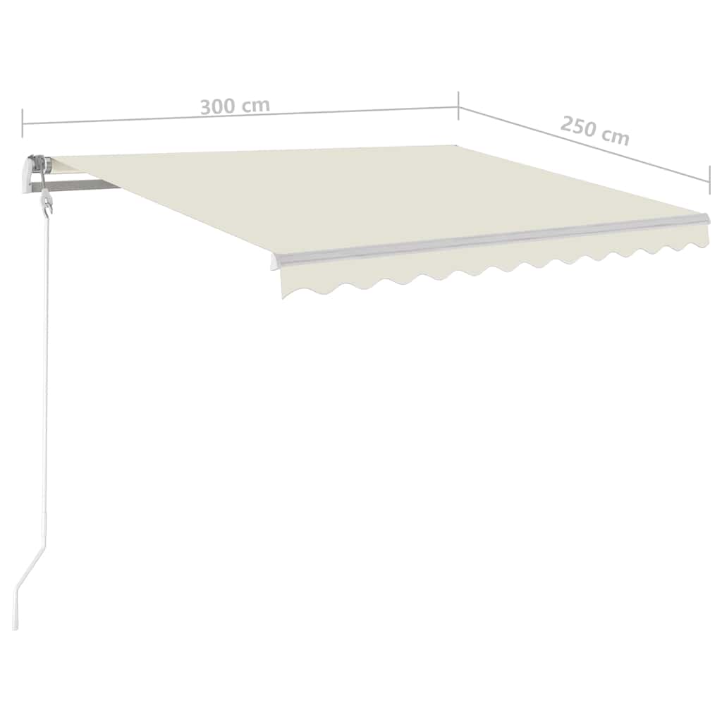 Automatisk markise med LED og vindsensor 300x250 cm kremhvit