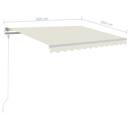 Automatisk markise med LED og vindsensor 300x250 cm kremhvit