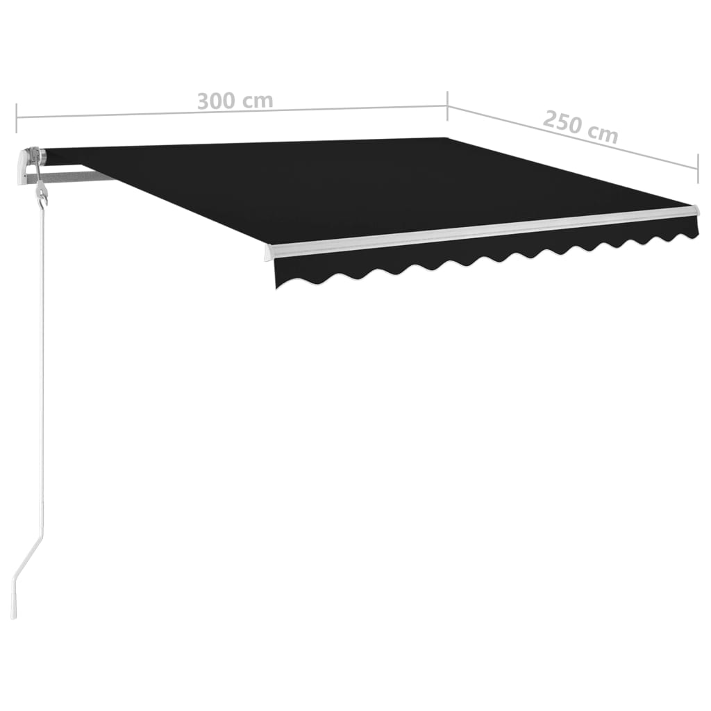 Automatisk markise med LED og vindsensor 300x250 cm antrasitt vidaXL
