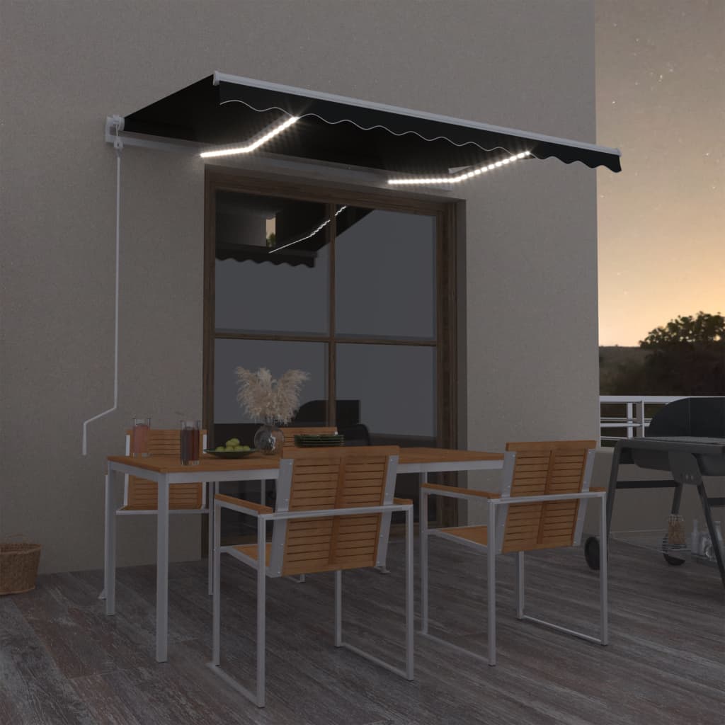 Automatisk markise med LED og vindsensor 300x250 cm antrasitt vidaXL