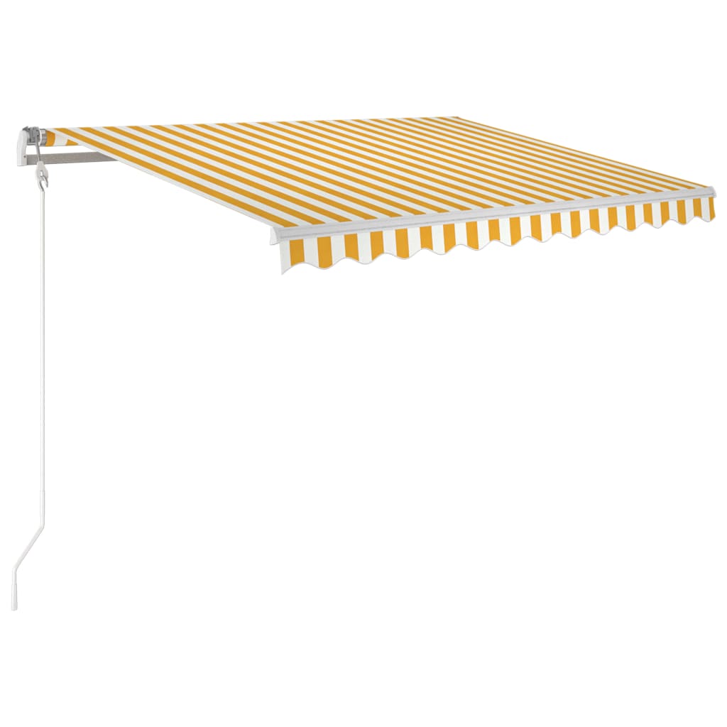Manuell uttrekkbar markise 350x250 cm gul og hvit