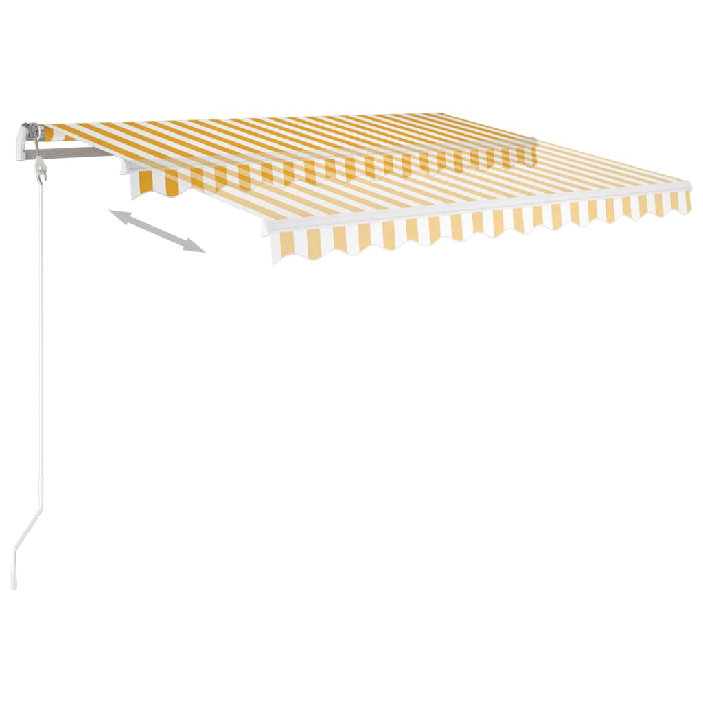 Manuell uttrekkbar markise 350x250 cm gul og hvit