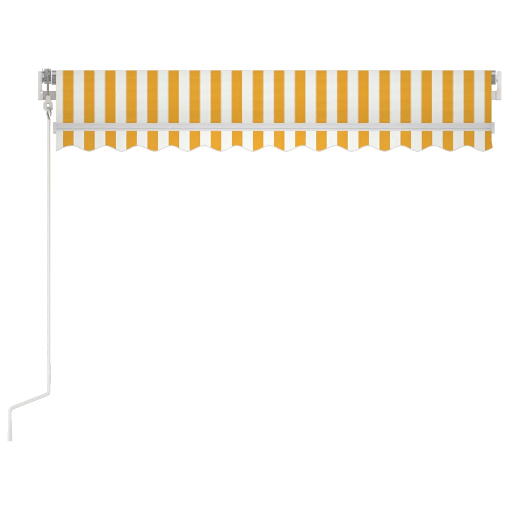 Manuell uttrekkbar markise 350x250 cm gul og hvit