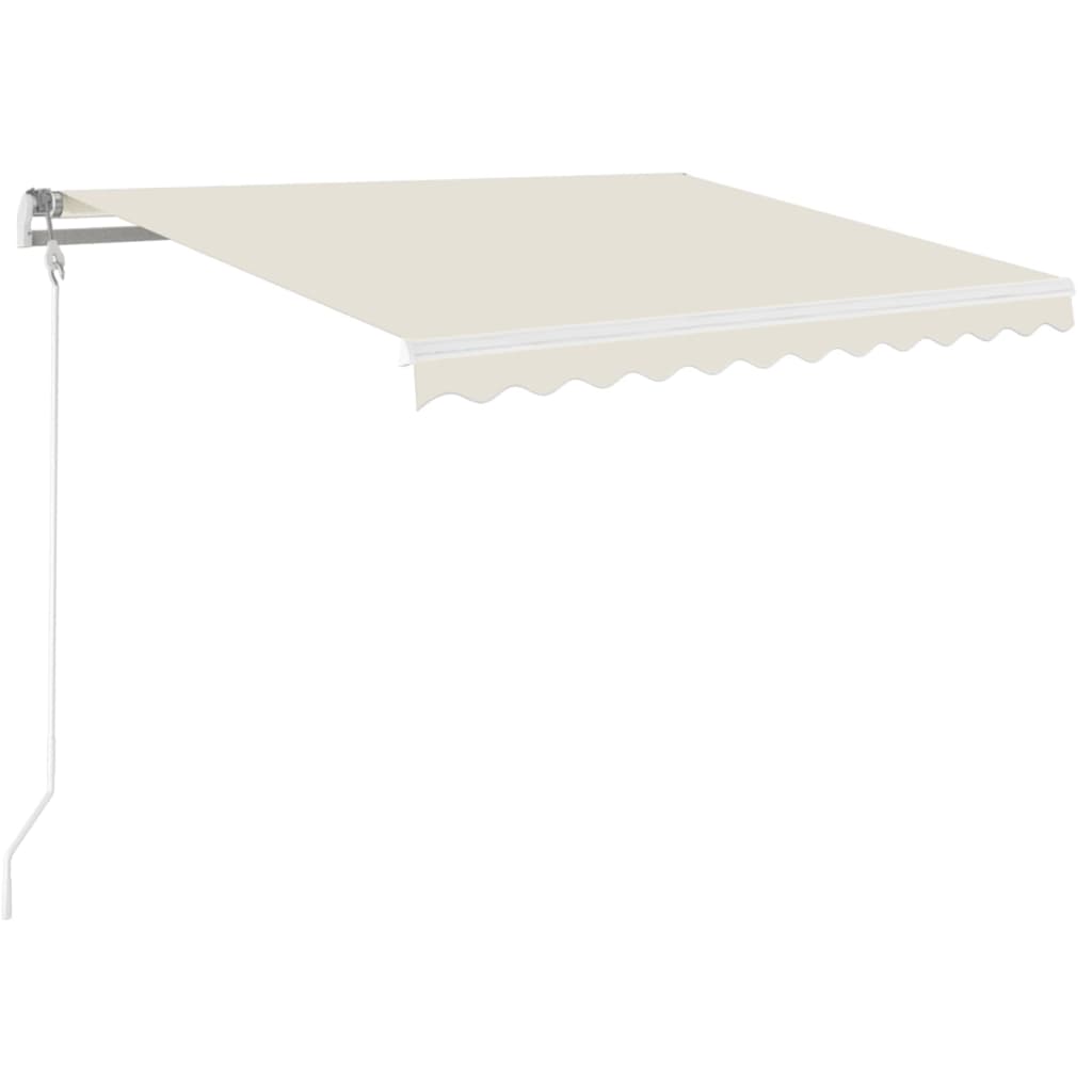 Manuell uttrekkbar markise med LED 350x250 cm kremhvit vidaXL