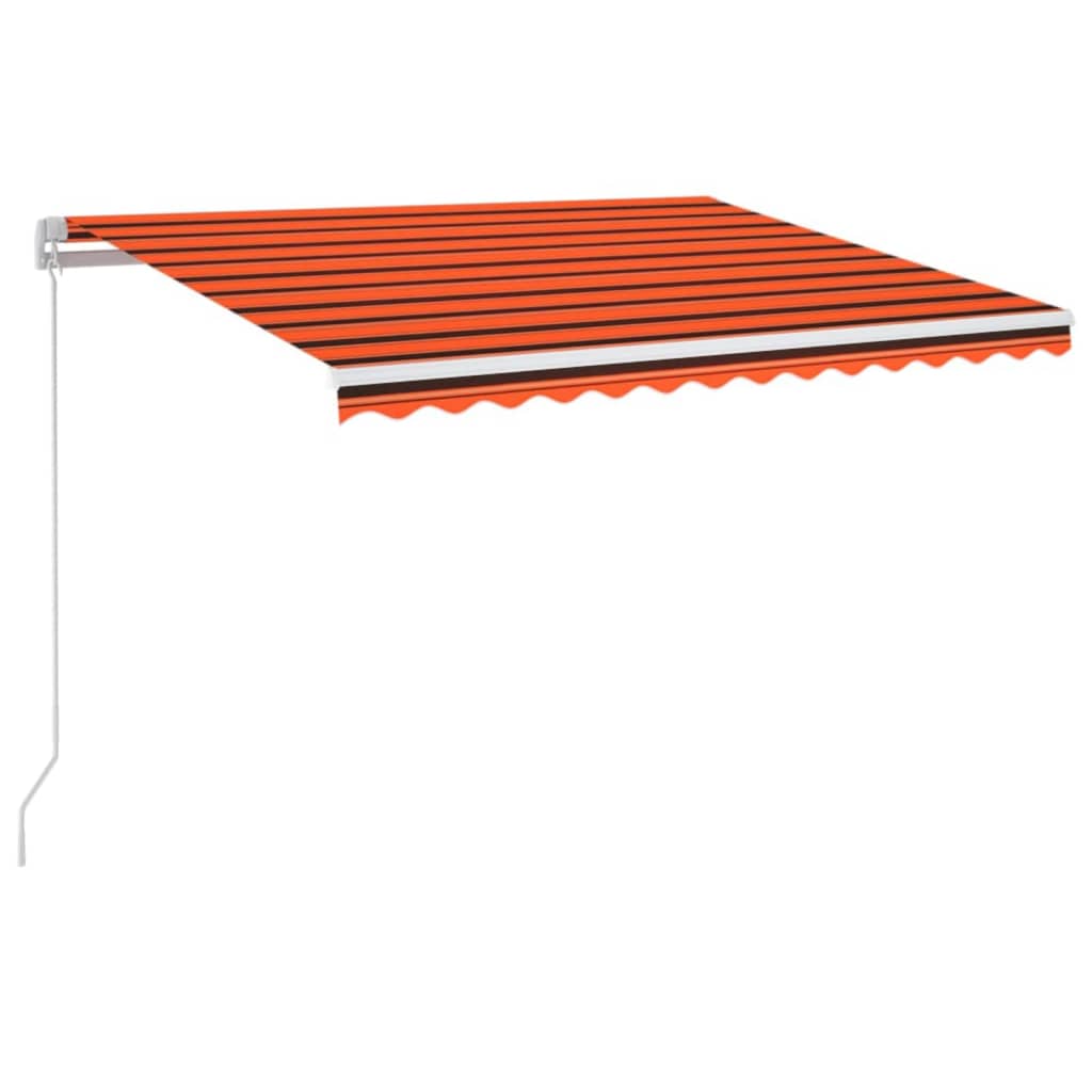 Manuell uttrekkbar markise med LED 350x250 cm oransje og brun vidaXL