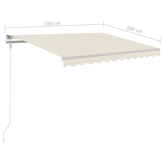 Automatisk markise med LED og vindsensor 350x250 cm kremhvit