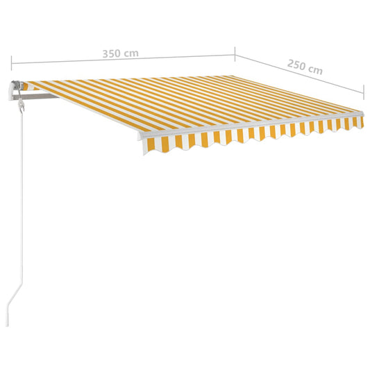 Automatisk markise med LED og vindsensor 350x250 cm gul/hvit