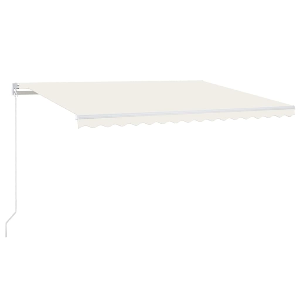 Manuell uttrekkbar markise med LED 400x300 cm kremhvit