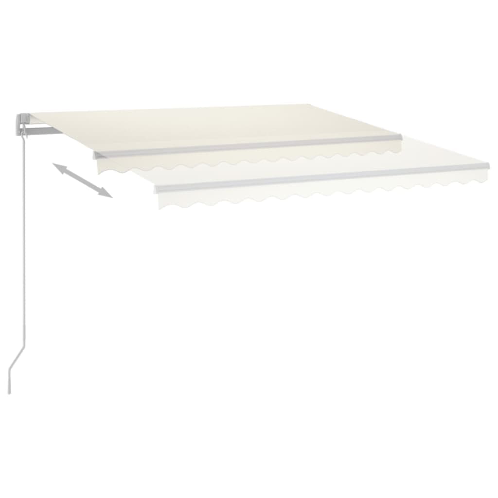 Manuell uttrekkbar markise med LED 400x300 cm kremhvit