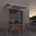 Manuell uttrekkbar markise med LED 400x300 cm kremhvit