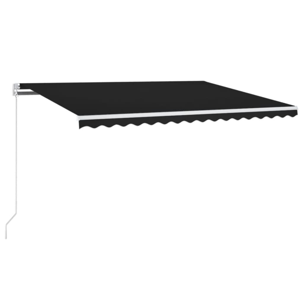 Manuell uttrekkbar markise med LED 400x300 cm antrasitt vidaXL
